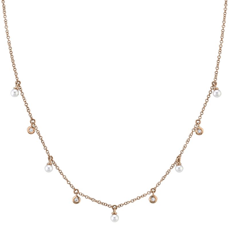 0.04Ct Diamond & Cultured Pearl Necklace