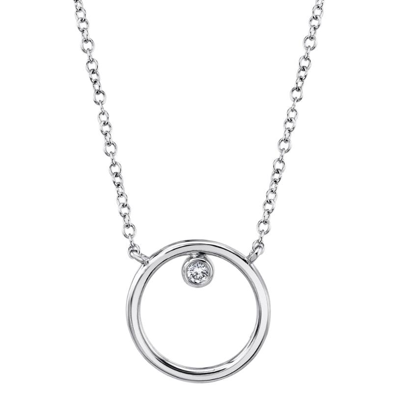 14K White Gold Diamond Circle Necklace