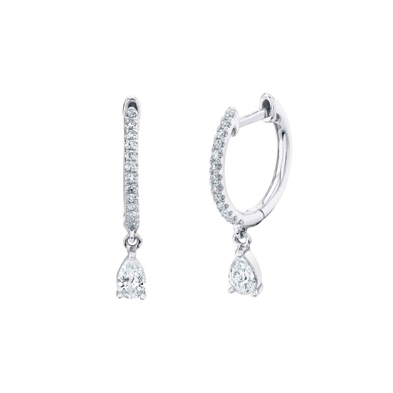 0.33Ct Diamond Pear Huggie Earring