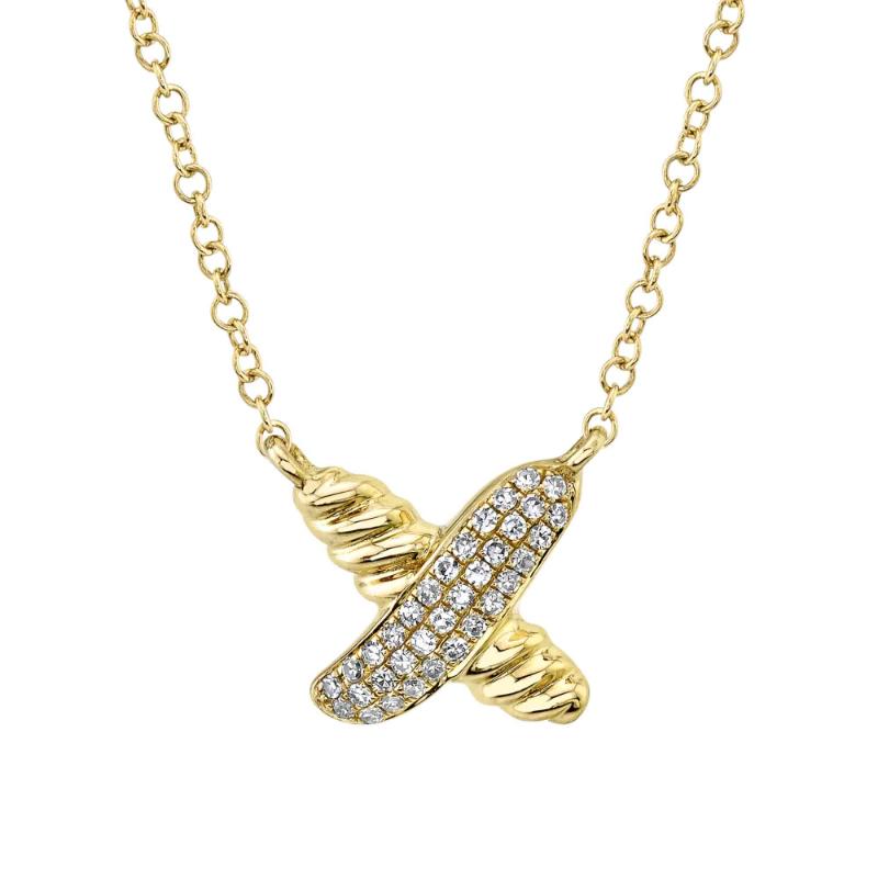 14K Yellow Gold Diamond X Necklace .08Ct G/H, Vs-Si