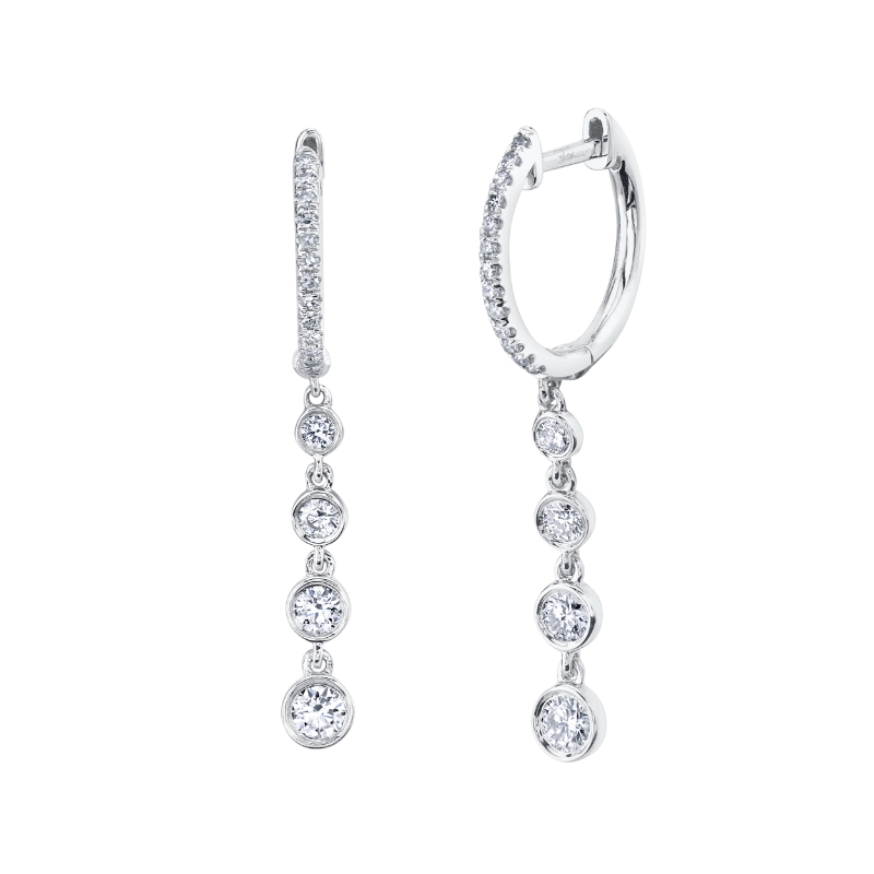 0.45Ct 14K White Gold Diamond Bezel Earring