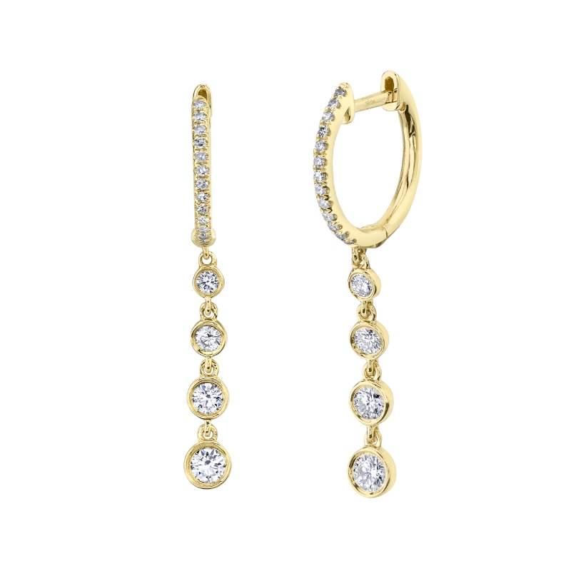 0.45Ct 14K Yellow Gold Diamond Bezel Earring