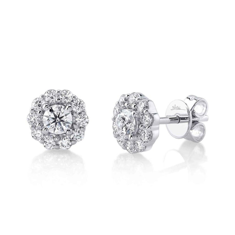 Shy 14Kw Diamond Halo Earrings