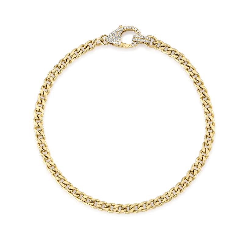 14K Yellow Gold And Diamond Link Bracelet