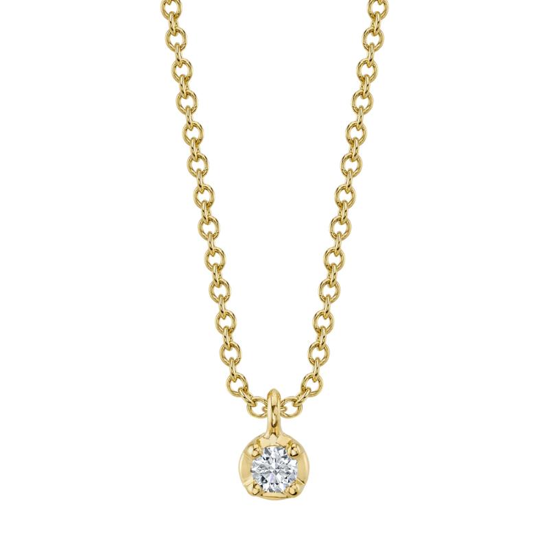 A 14K Yellow Gold Diamond Crown Setting Necklace .05 G/H, Vs-Si