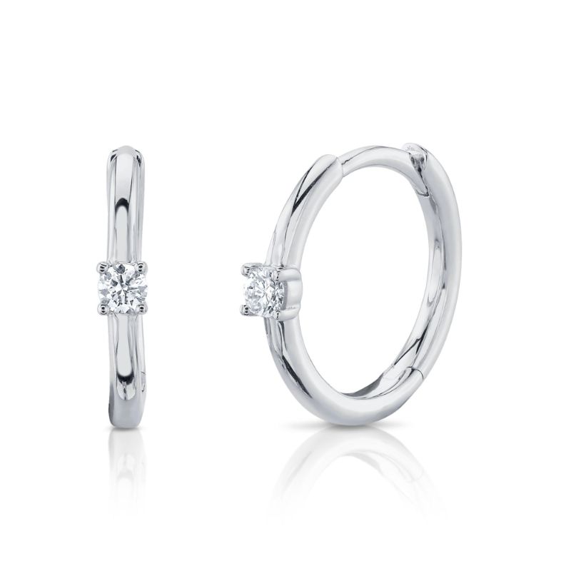 14K White Gold Diamond Huggie Earring .08Ct G/H, Vs-Si