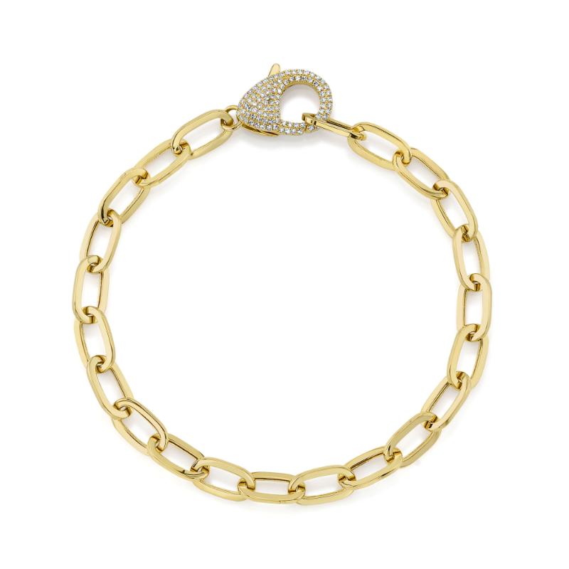 14K Yellow Gold Diamond Paperclip Link Bracelet