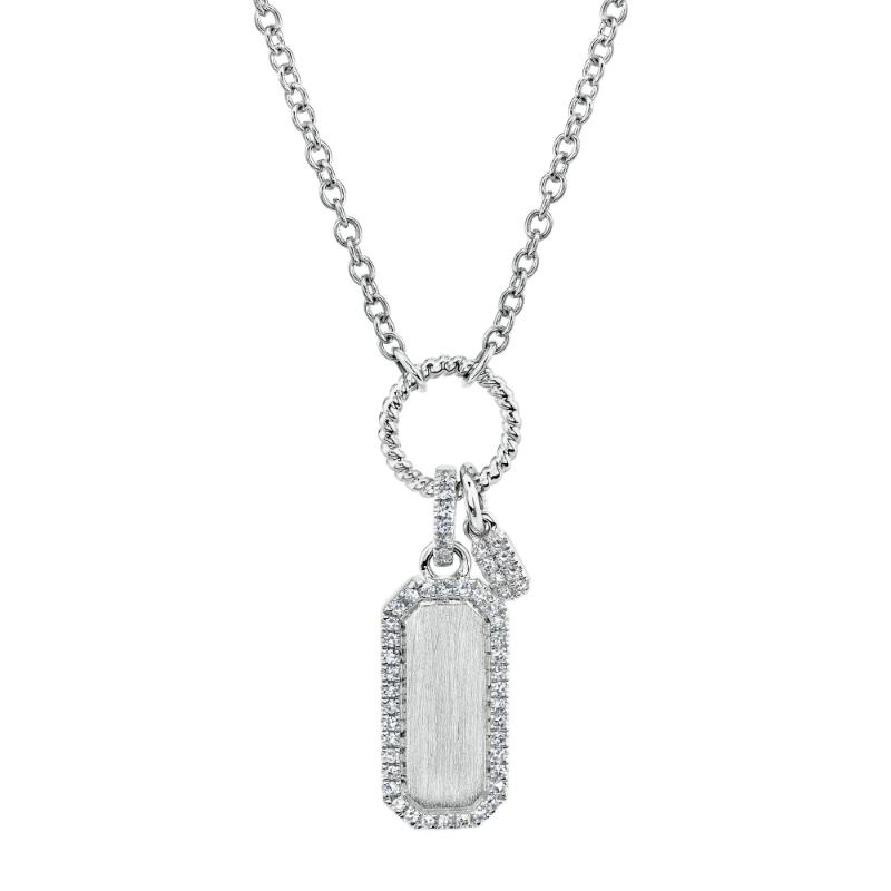 An 14K White Gold Mini Dog Tag Pendant