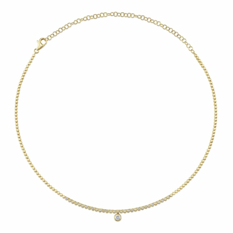 A 14K Yellow Gold Diamond Bezel Necklace
