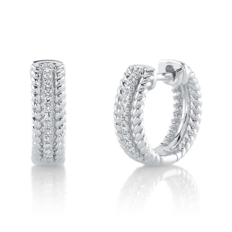 14K White Gold Huggie Hoop Earring