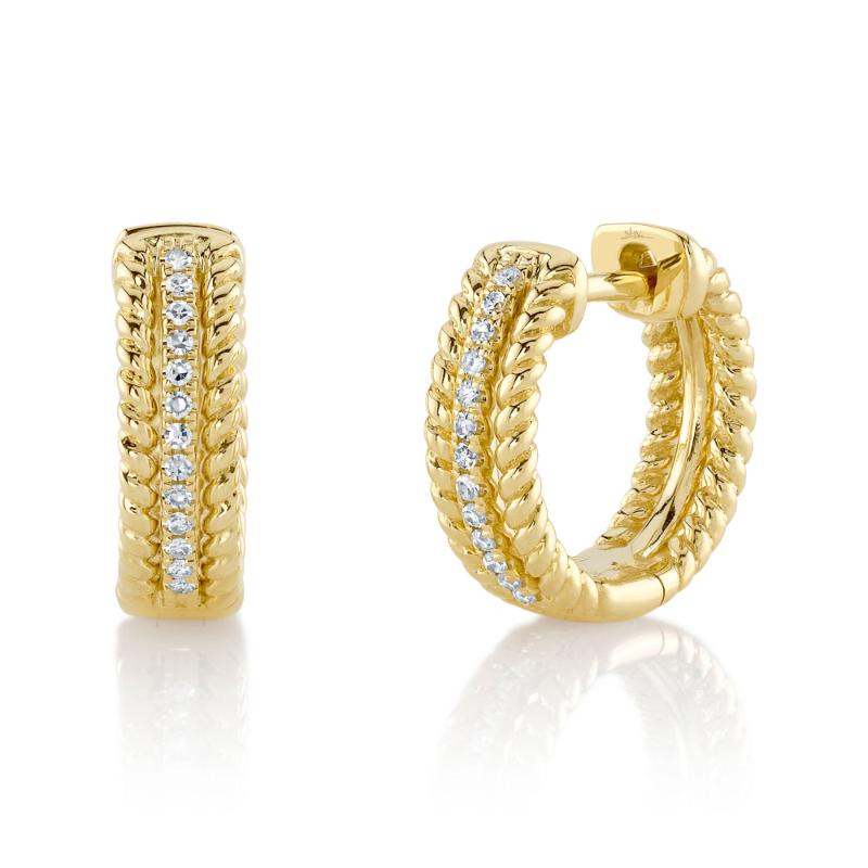 14K Yellow Gold Huggie Hoop Earring