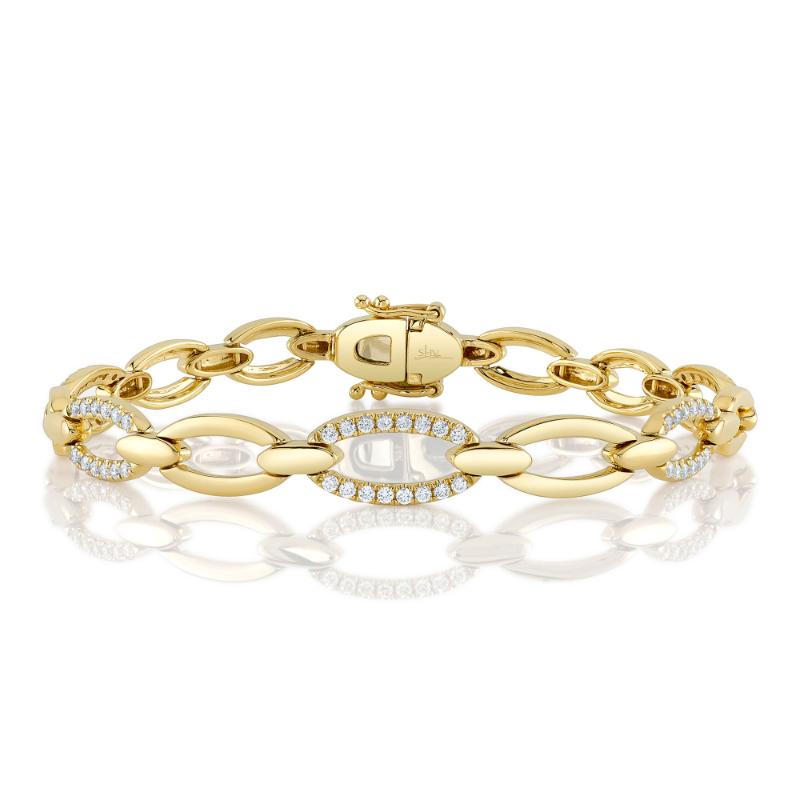 14K Yellow Gold Diamond Link Bracelet