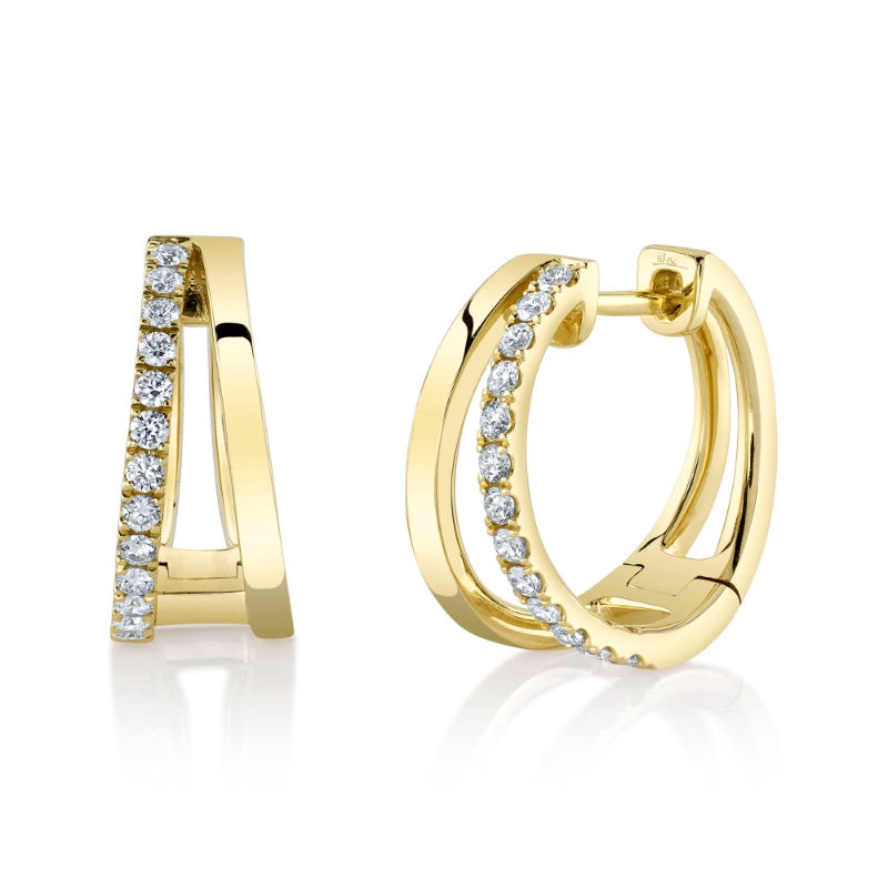 0.28Ct 14K Yellow Gold Diamond Hoop Earring