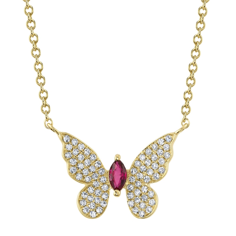 A 14K Yellow Gold Butterfly Pendant Set