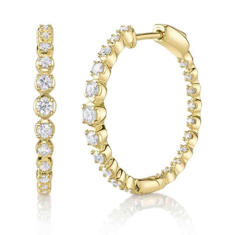 14K Yellow Gold Inside/Outside Hoop Earring