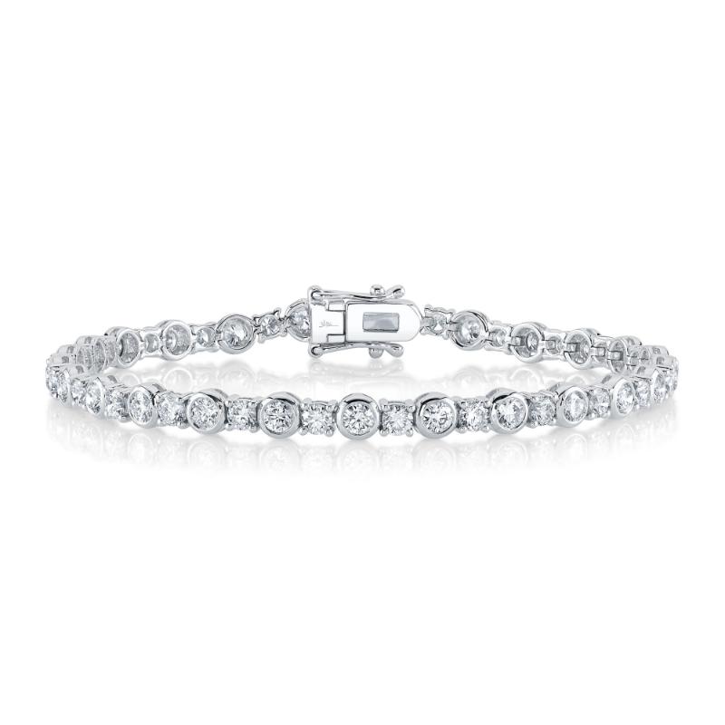 14K White Gold Bezel And Prong Set Diamond Tennis Bracelet