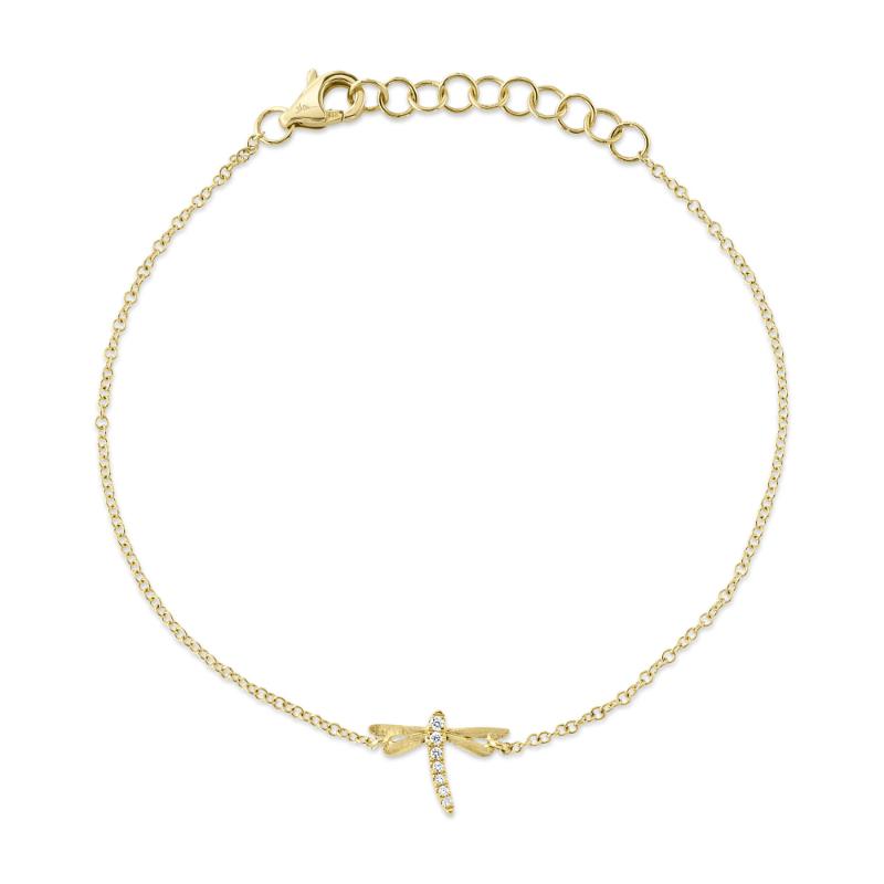 14K Yellow Gold And Diamond Dragonfly Bracelet