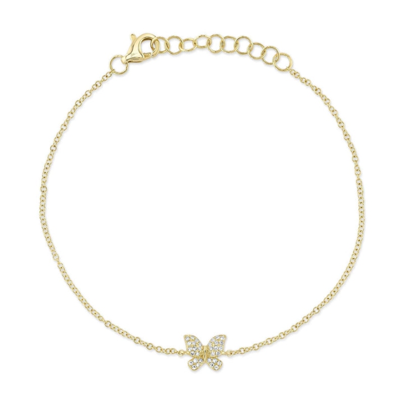 A 14K Yellow Gold Diamond Butterfly Bracelet
