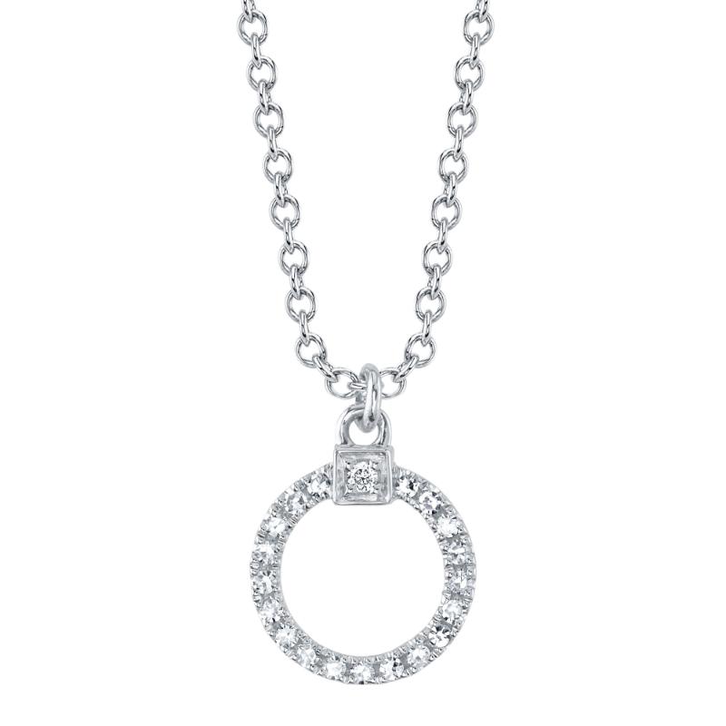 14K White Gold Diamond Circle Necklace