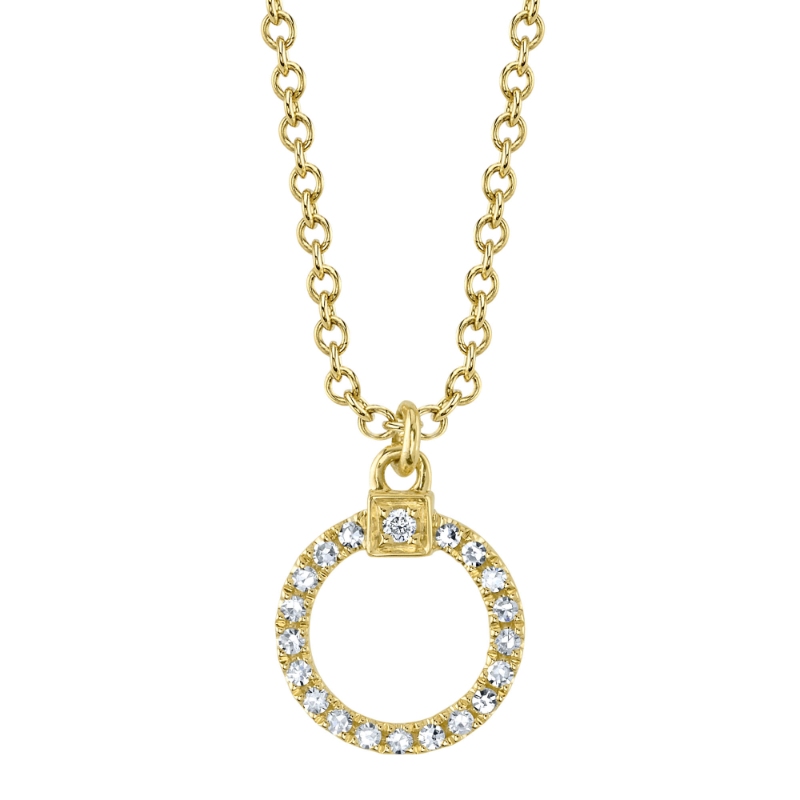 A 14K Yellow Gold Diamond Circle Necklace