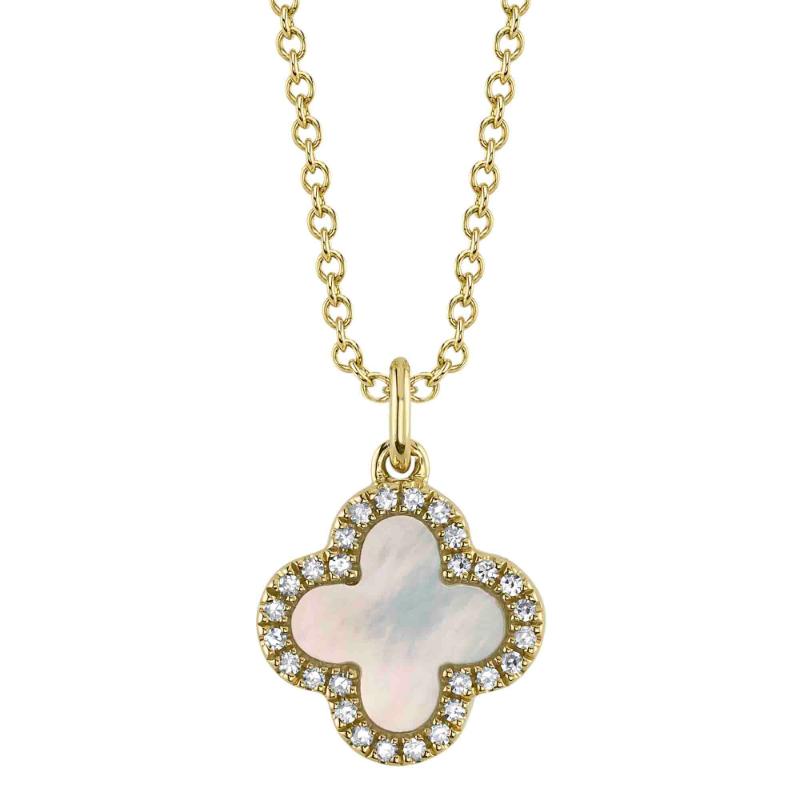 14K Yellow Gold Reversible Clover Shaped Pendant