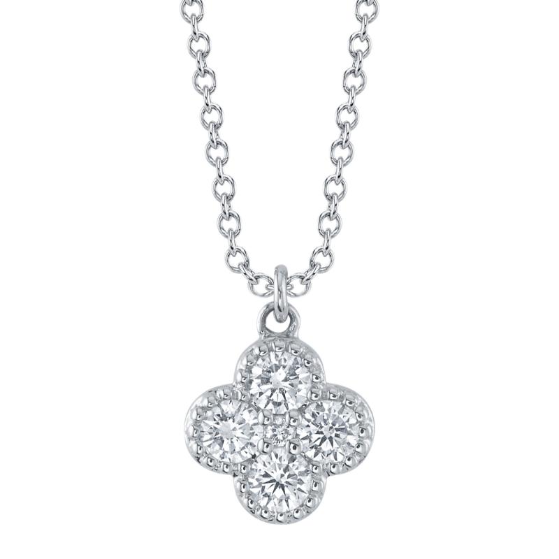 14K White Gold Clover Shaped Pendant