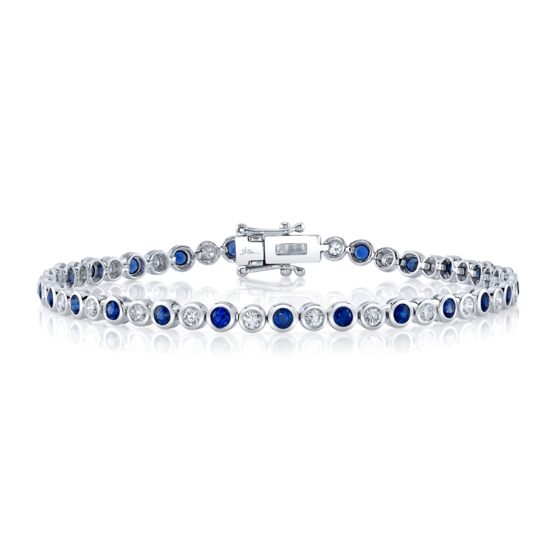 A 14K White Gold Bracelet Bezel Set