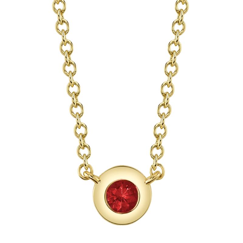 14K Yellow Gold Ruby Bezel Necklace