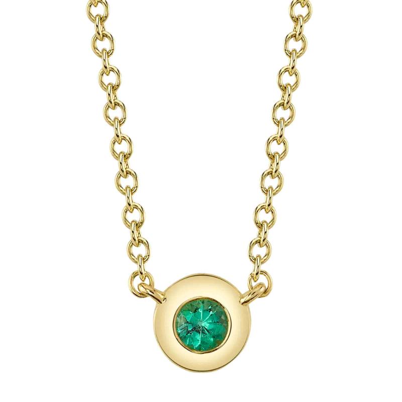 14K Yellow Gold Emerald Bezel Necklace