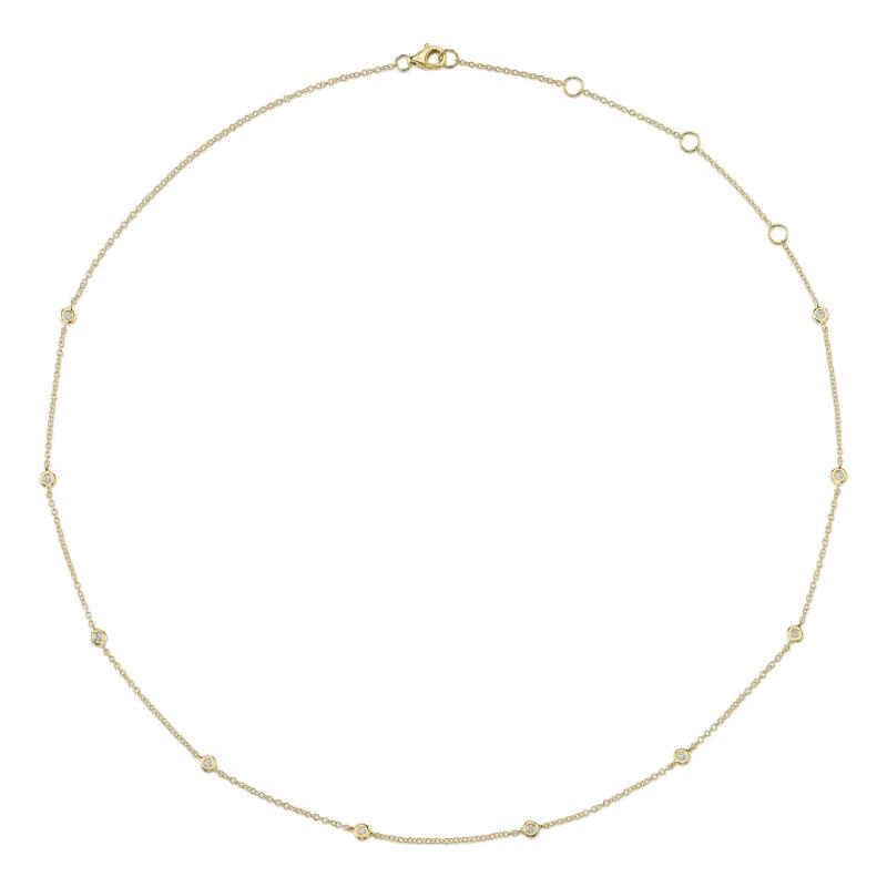 14K Yellow Gold Diamonds By The Yard Station Necklace