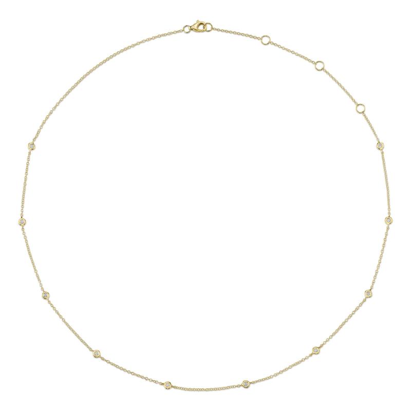 14K Yellow Gold Diamonds By The Yard Station Necklace