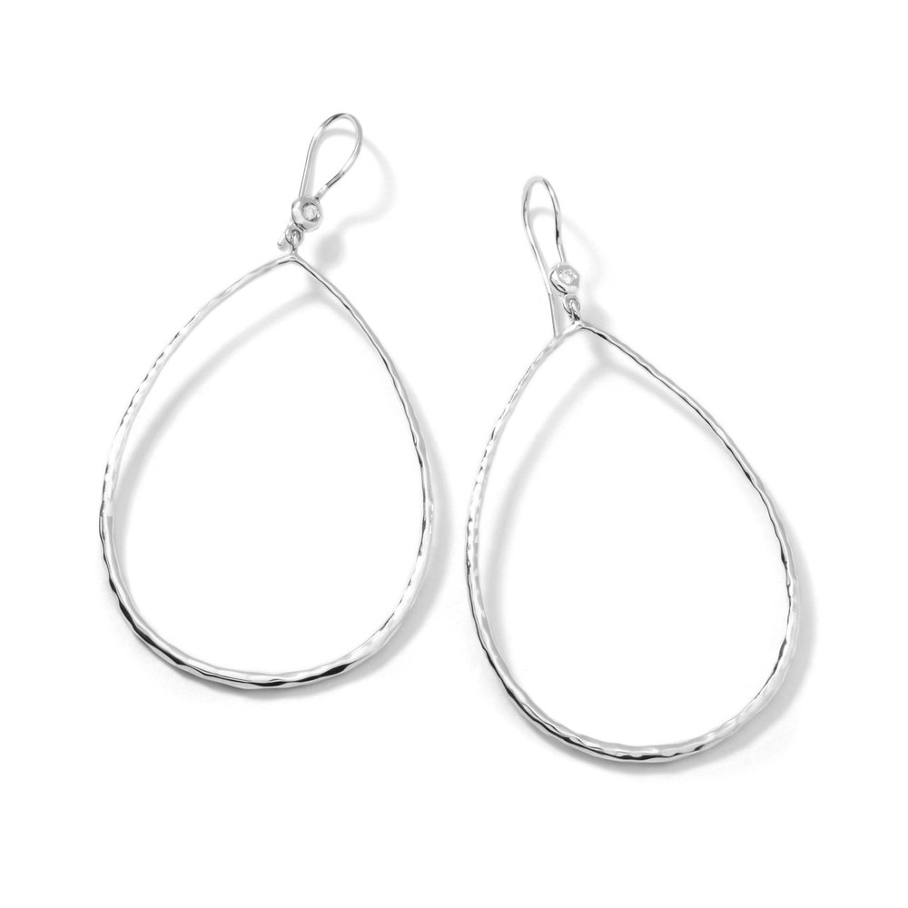 IPPOLITA Hammered Teardrop Earrings in Sterling Silver with Diamonds