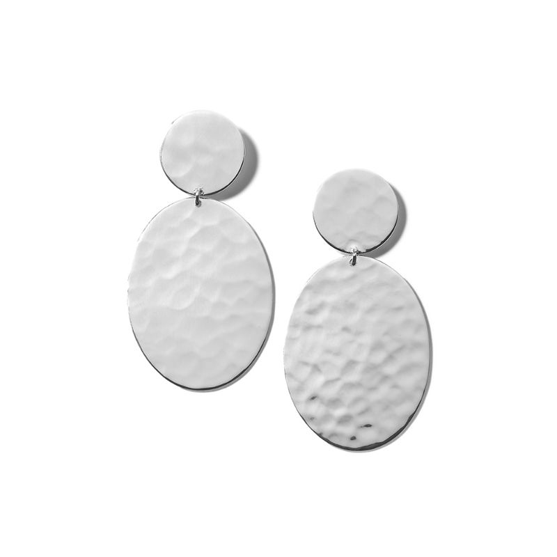 IPPOLITA Classico Crinkle Hammered Oval Snowman Earring