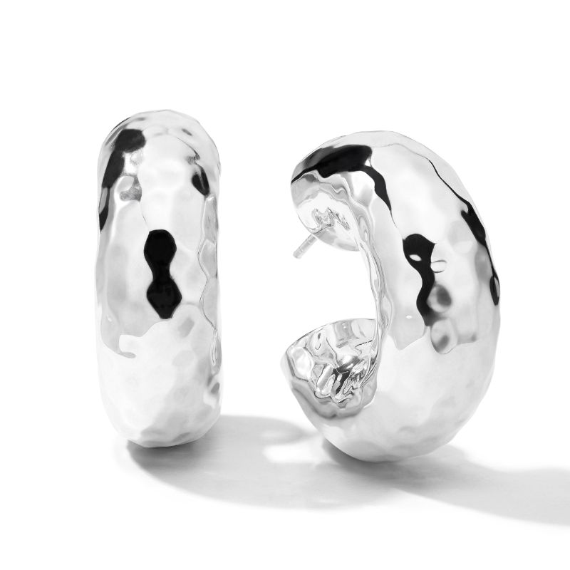 IPPOLITA Thick Hammered Round Hoop Earrings in Sterling Silver