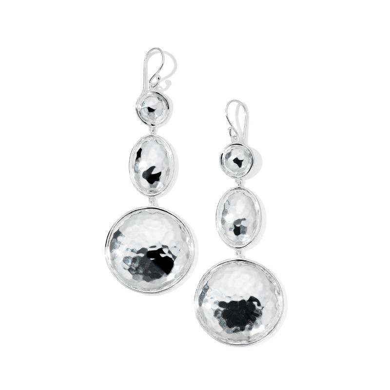 IPPOLITA Large Hammered Triple Snowman Earrings in Sterling Silver