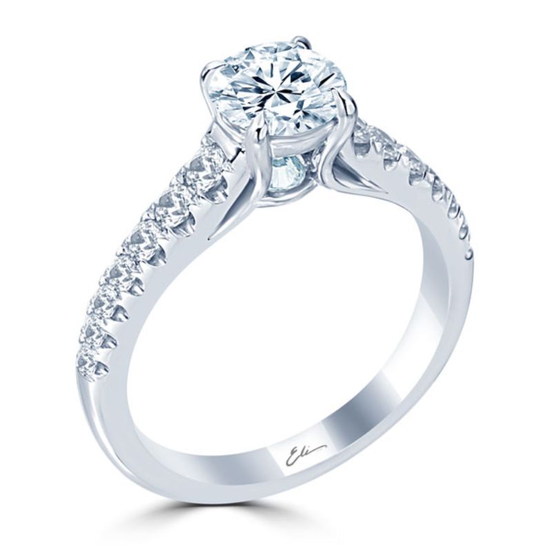 Eli Jewels Point of Love Round Center Semi Mount with Side Diamonds