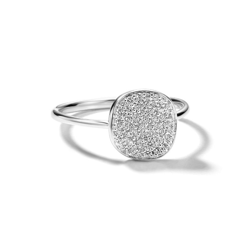 IPPOLITA Small Flower Disc Ring with Diamonds in Sterling Silver