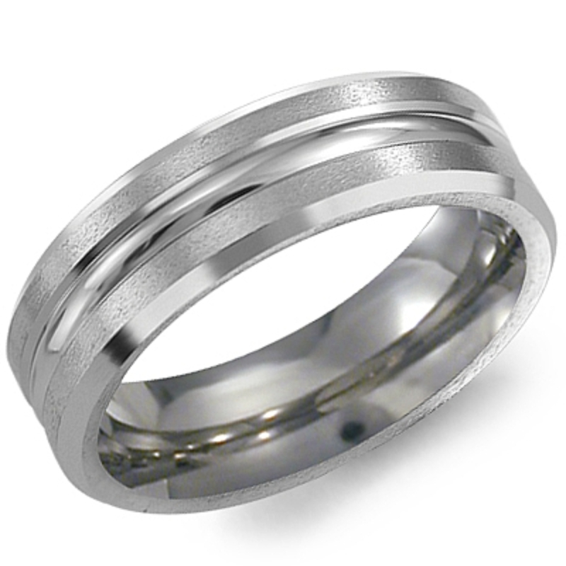 Titanium, 6MM, High Polished Round Center, Brushed Edges