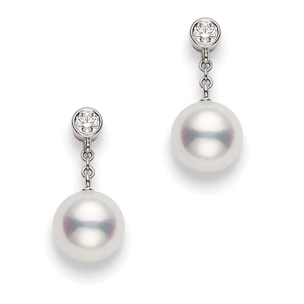 Mikimoto Akoya Pearl and Diamond Earrings