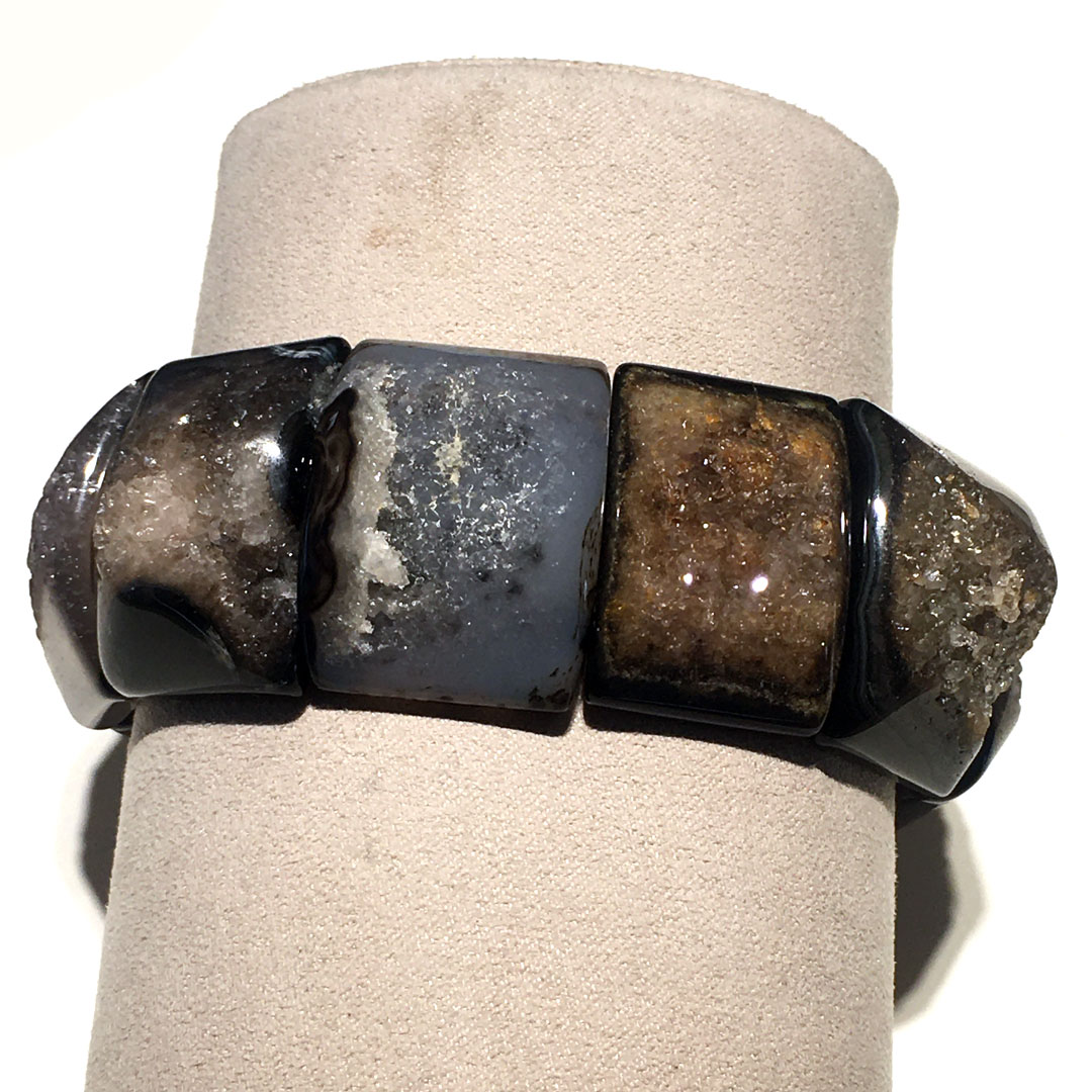 Black, White, Brown Agate Bracelet