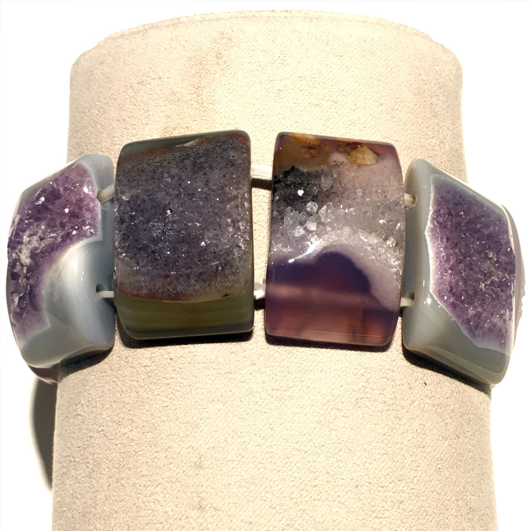 Purple and Grey Agate Bracelet