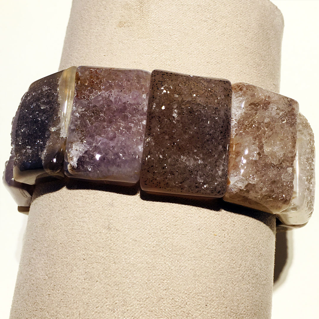 Purple, White and Brown Agate Bracelet
