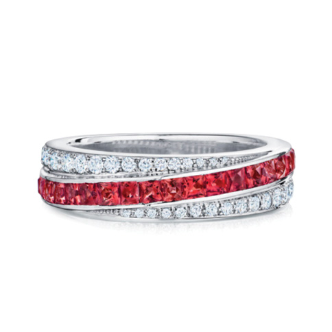 Ruby and Diamond Stripe Ring