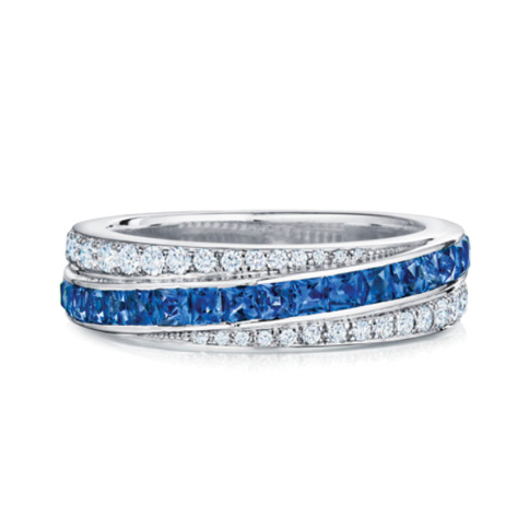 Sapphire and Diamond Stripe Ring