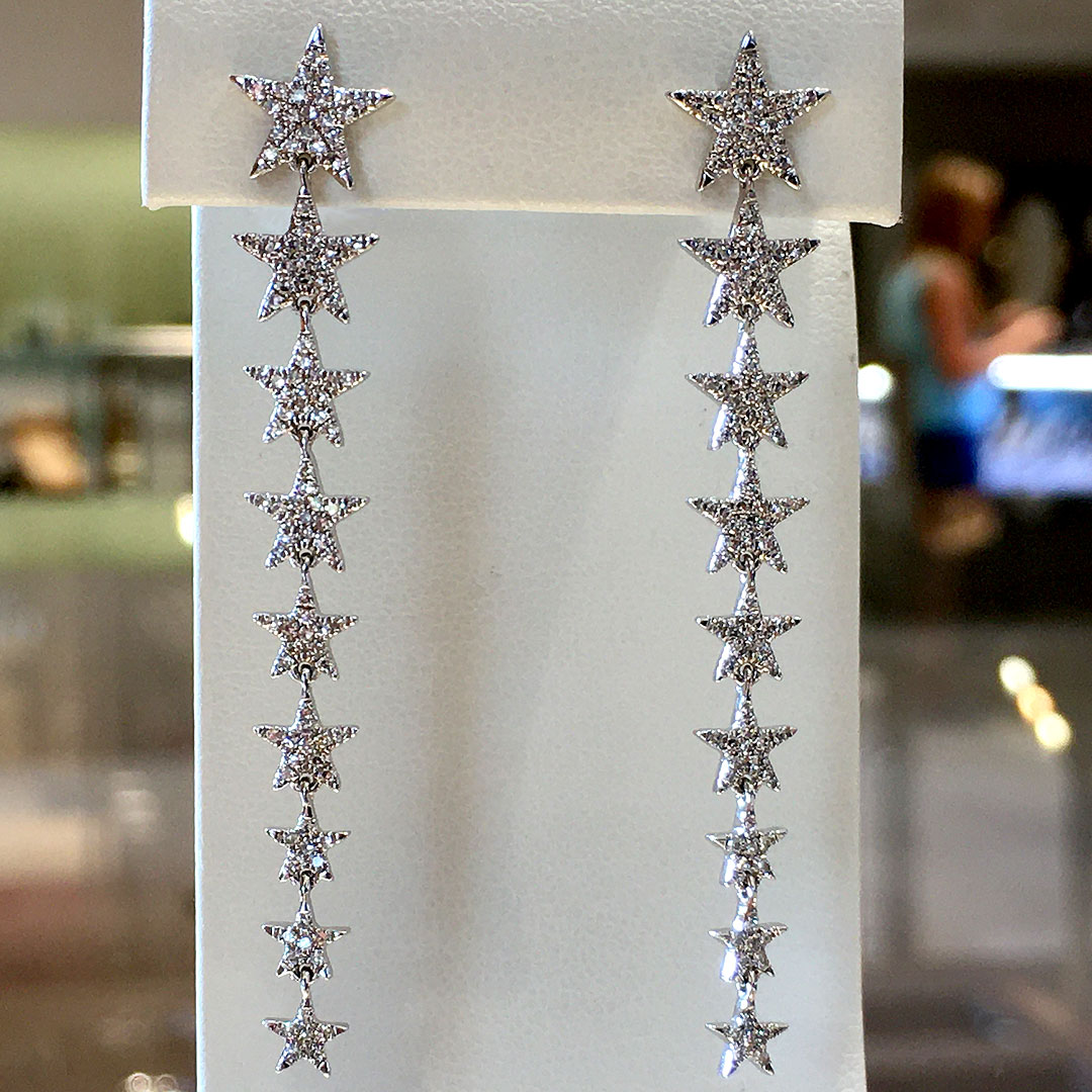 14K white gold drop-style earrings