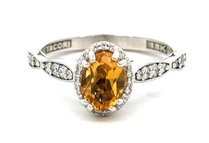 Ladies Citrine and Diamond Right Hand Ring